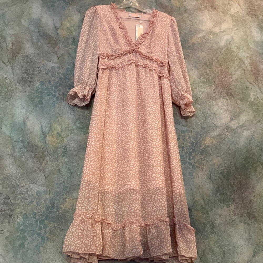 C+D+M Blush Print Ruffled Dress